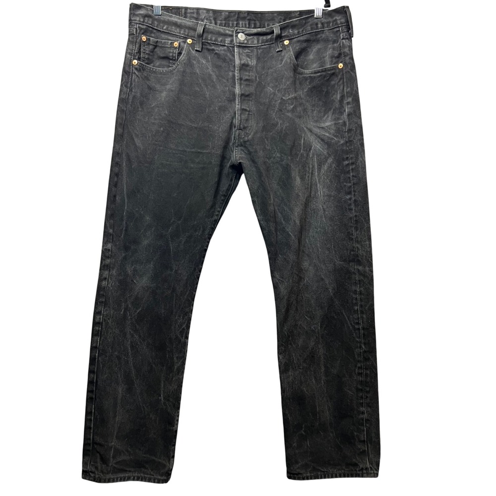Levi's‎ 501 Jeans 40x32 Button Fly Black Wash Denim Pants Straight Leg